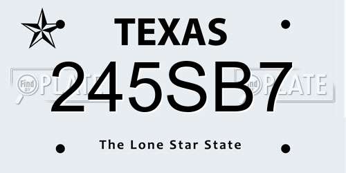 245SB7 Texas License Plate