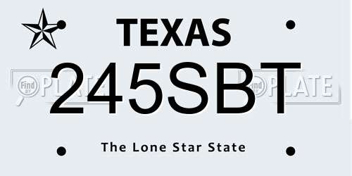 245SBT Texas License Plate