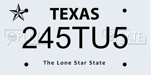 245TU5 Texas License Plate
