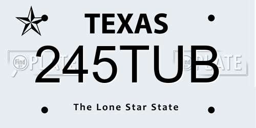 245TUB Texas License Plate