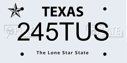 245TUS Texas License Plate