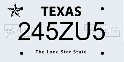 245ZU5 Texas License Plate