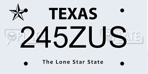 245ZUS Texas License Plate