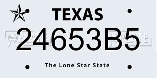 24653B5 Texas License Plate