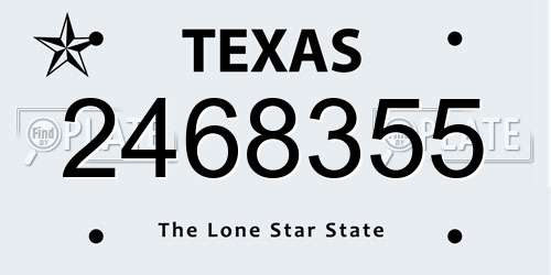 2468355 Texas License Plate