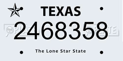 2468358 Texas License Plate