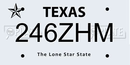 246ZHM Texas License Plate