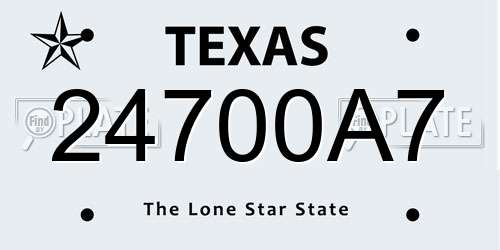 24700A7 Texas License Plate