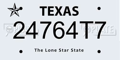 24764T7 Texas License Plate