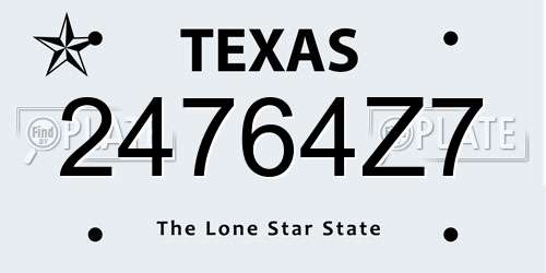 24764Z7 Texas License Plate