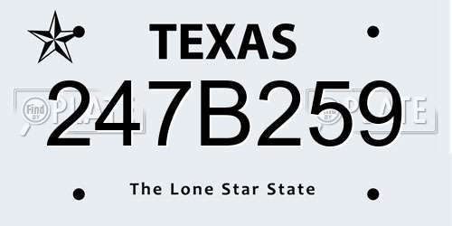 247B259 Texas License Plate