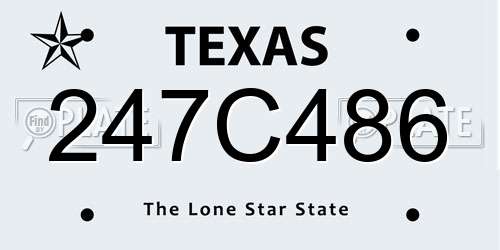 247C486 Texas License Plate