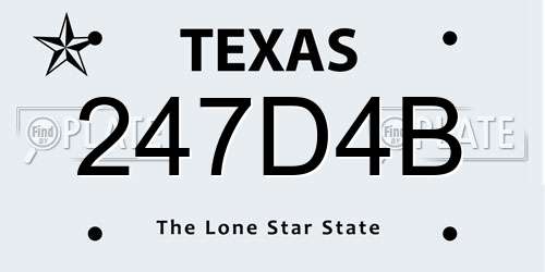 247D4B Texas License Plate