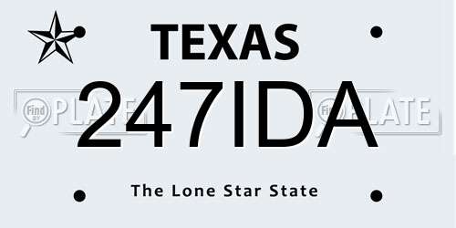 247IDA Texas License Plate