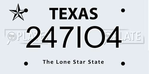 247IO4 Texas License Plate