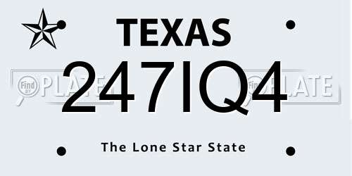 247IQ4 Texas License Plate