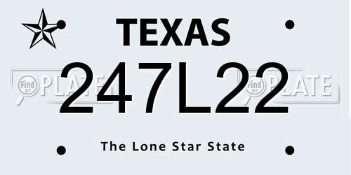 247L22 Texas License Plate