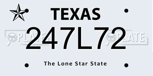 247L72 Texas License Plate
