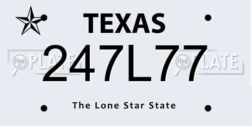 247L77 Texas License Plate