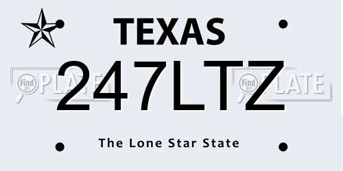 247LTZ Texas License Plate