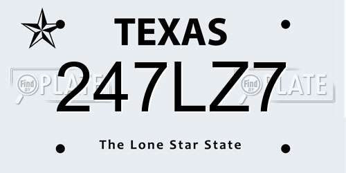 247LZ7 Texas License Plate