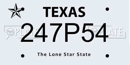 247P54 Texas License Plate