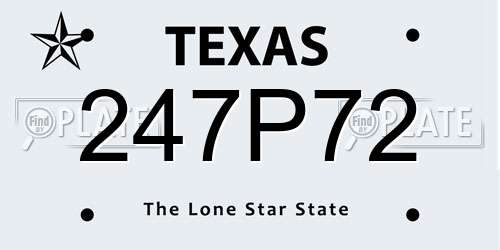 247P72 Texas License Plate