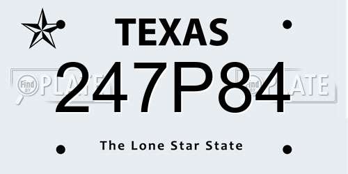 247P84 Texas License Plate