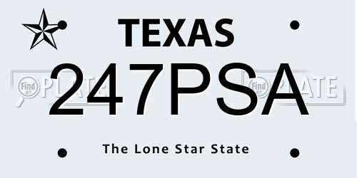 247PSA Texas License Plate