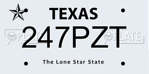 247PZT Texas License Plate