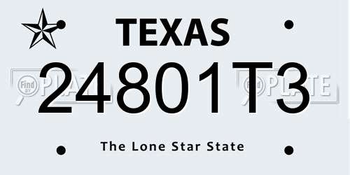 24801T3 Texas License Plate
