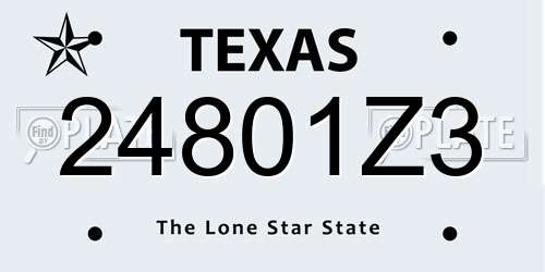 24801Z3 Texas License Plate