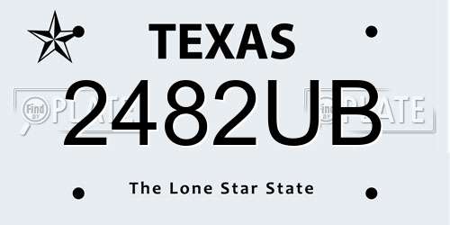 2482UB Texas License Plate
