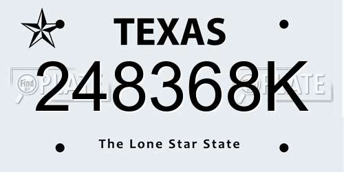 248368K Texas License Plate