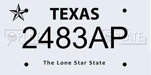 2483AP Texas License Plate