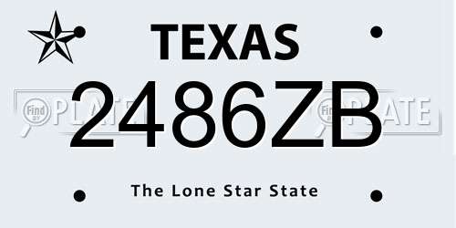 2486ZB Texas License Plate