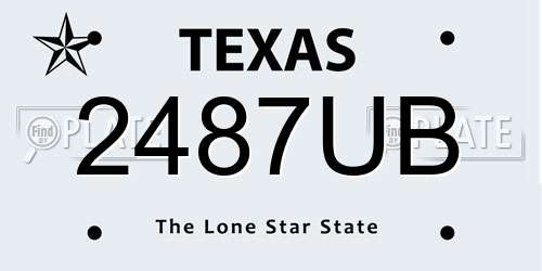 2487UB Texas License Plate