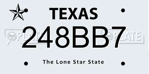 248BB7 Texas License Plate