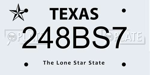 248BS7 Texas License Plate