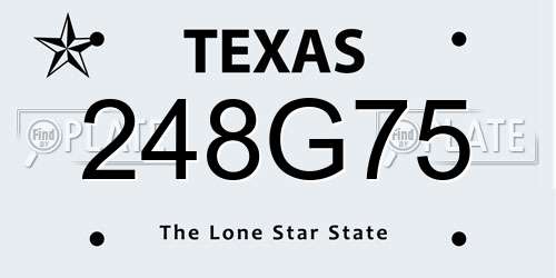248G75 Texas License Plate