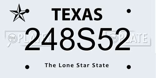 248S52 Texas License Plate