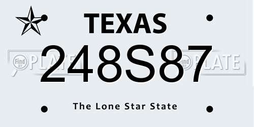 248S87 Texas License Plate