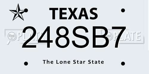 248SB7 Texas License Plate