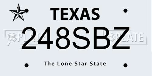 248SBZ Texas License Plate