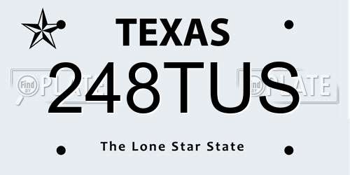 248TUS Texas License Plate