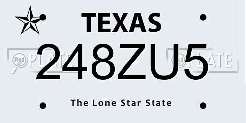 248ZU5 Texas License Plate