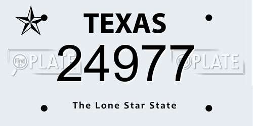 24977 Texas License Plate
