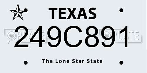 249C891 Texas License Plate