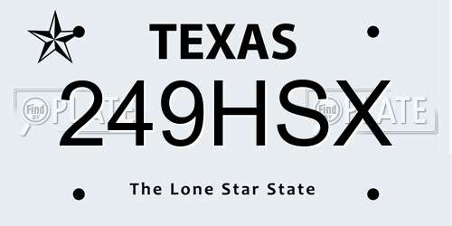 249HSX Texas License Plate
