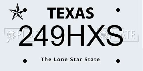 249HXS Texas License Plate